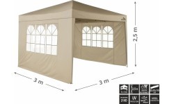 Раздвижной шатёр PALACE 3x3 м с боковыми стенками, бежевый, водонепроницаемый