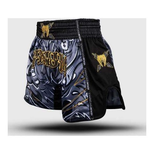 Venum Wolf Atak Muay Thai šorti, melni/pelēki