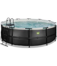 Baseins EXIT Black Leather ø450x122cm ar sūkni un filtru - melns