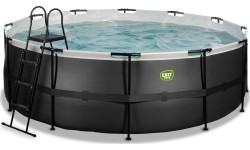 EXIT Black Leather pool ø427x122cm with filter pump - black