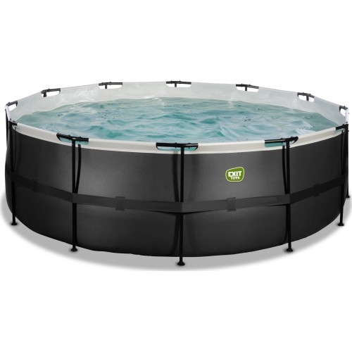 EXIT Black Leather pool ø427x122cm with filter pump - black