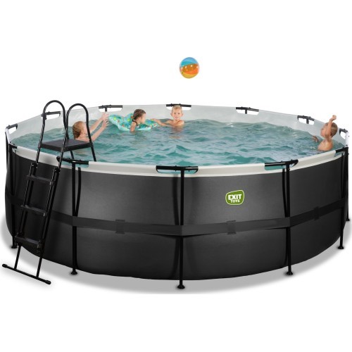 EXIT Black Leather pool ø427x122cm with filter pump - black