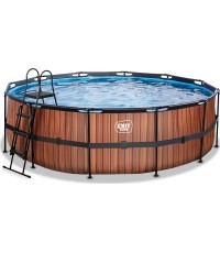 Бассейн EXIT Wood ø450 x 122 см с насосом и песчаным фильтром