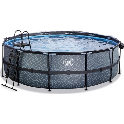 EXIT Stone pool ø450x122cm with dome and sand filter pump - grey