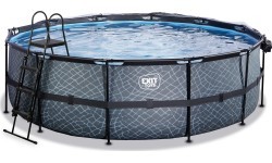 EXIT Stone pool ø450x122cm with dome and sand filter pump - grey