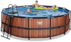 Каркасный бассейн EXIT Wood ø450x122 см с фильтрующим насосом, коричневый