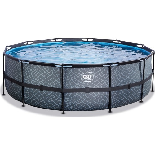 EXIT Stone pool ø450x122cm with filter pump - grey