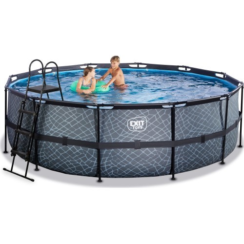 EXIT Stone pool ø450x122cm with filter pump - grey