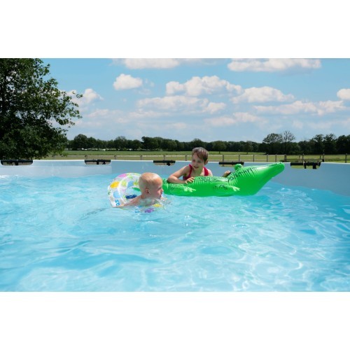 EXIT akmens imitācijas baseins ø450x122 cm ar filtra sūkni – pelēks