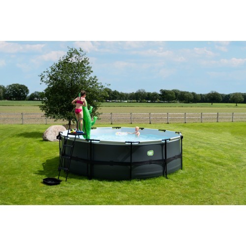 EXIT akmens imitācijas baseins ø450x122 cm ar filtra sūkni – pelēks