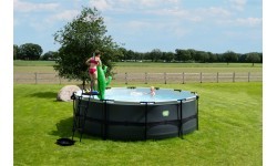 EXIT Stone pool ø450x122cm with filter pump - grey