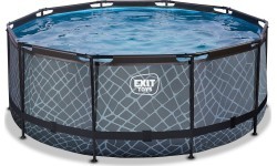 EXIT Stone pool ø360x122cm with filter pump - grey