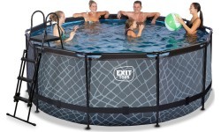 EXIT Stone pool ø360x122cm with filter pump - grey