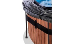 EXIT Wood pool ø427x122cm with sand filter pump and dome and heat pump - brown