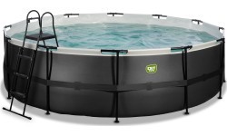 EXIT Black Leather pool ø488x122cm with sand filter pump - black