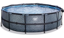 EXIT Stone pool ø488x122cm with sand filter pump - grey