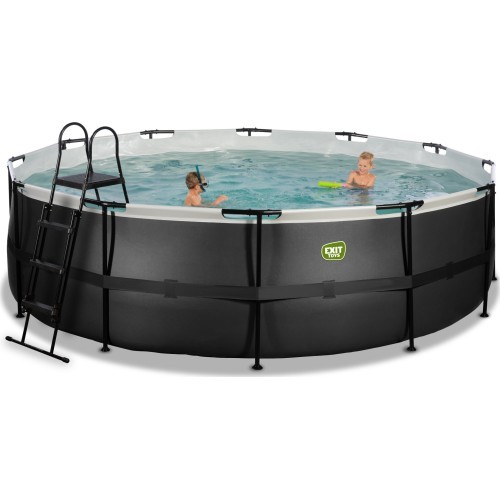 EXIT Black Leather pool ø488x122cm with sand filter pump - black