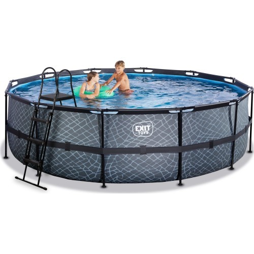 EXIT Stone pool ø488x122cm with sand filter pump - grey