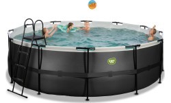 EXIT Black Leather baseins ø450x122 cm ar smilšu filtra sūkni, melns