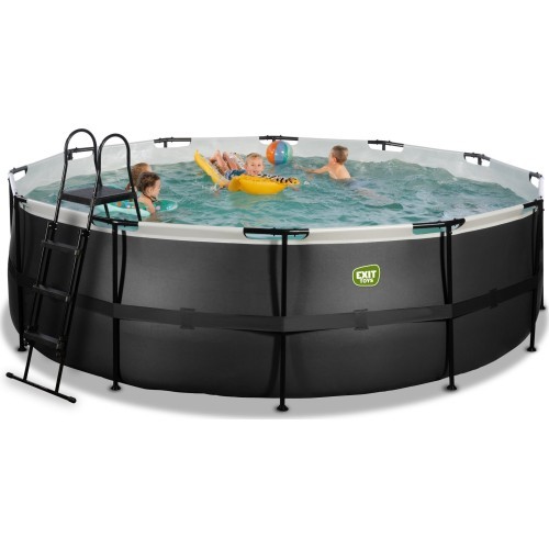 EXIT Black Leather pool ø450x122cm with sand filter pump - black