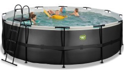 EXIT Black Leather pool ø450x122cm with sand filter pump - black