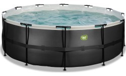 EXIT Black Leather pool ø427x122cm with sand filter pump - black