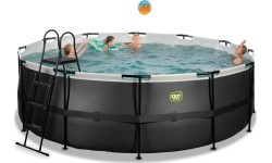 EXIT Black Leather pool ø427x122cm with sand filter pump - black