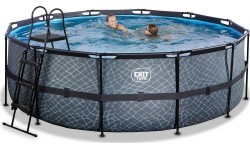 EXIT Stone pool ø427x122cm with sand filter pump - grey