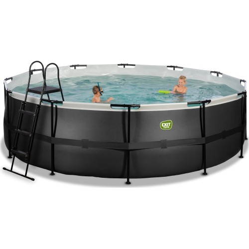 EXIT Black Leather pool ø488x122cm with filter pump - black