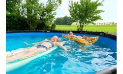 EXIT Wood pool ø488x122cm with filter pump - brown