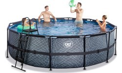 EXIT Stone pool ø488x122cm with filter pump - grey