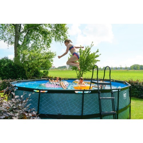 EXIT Stone pool ø488x122cm with filter pump - grey