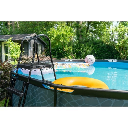 EXIT Stone pool ø488x122cm with filter pump - grey