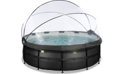 Бассейн EXIT Black Leather ø427x122 см с песочным фильтр-насосом и куполом, чёрный