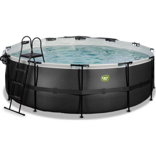 Бассейн EXIT Black Leather ø427x122 см с песочным фильтр-насосом и куполом, чёрный