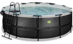 Бассейн EXIT Black Leather ø427x122 см с песочным фильтр-насосом и куполом, чёрный