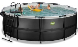EXIT Black Leather pool ø427x122cm with sand filter pump and dome - black