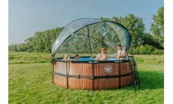 EXIT Black Leather pool ø427x122cm with sand filter pump and dome - black