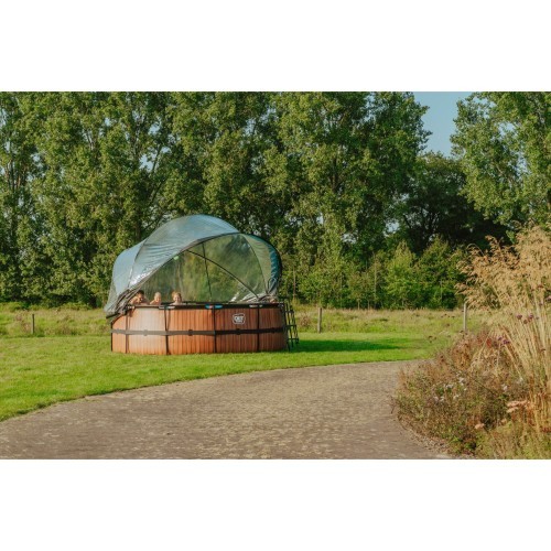 Бассейн EXIT Black Leather ø427x122 см с песочным фильтр-насосом и куполом, чёрный