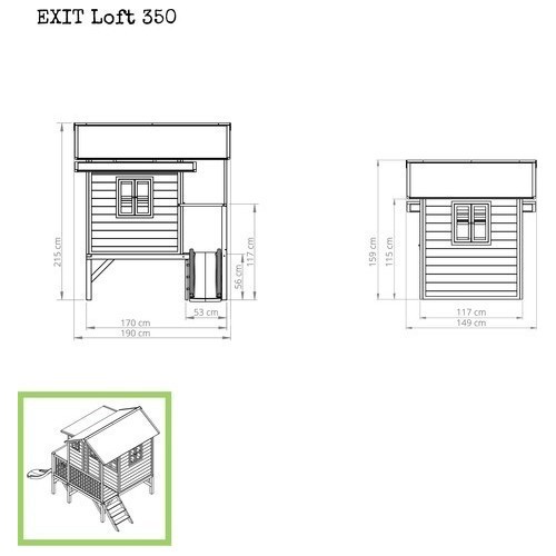 Деревянный игровой домик EXIT Loft 350 – натуральный