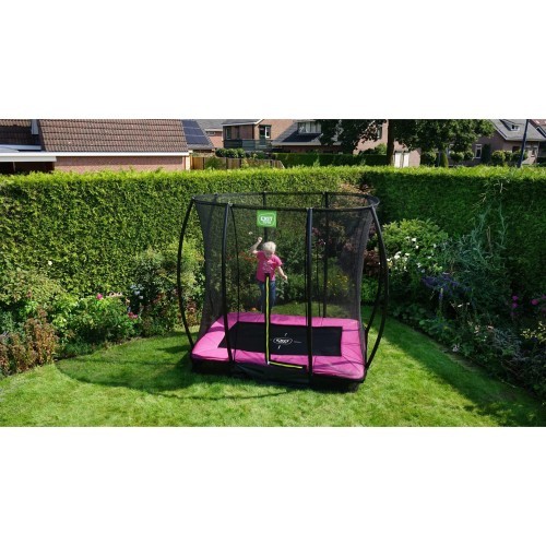 Iegremdējamais batuts EXIT Silhouette 153x214 cm ar drošības tīklu – rozā