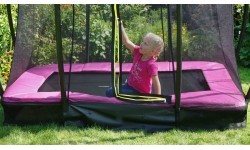 EXIT Silhouette ground trampoline 153x214cm with safety net - pink