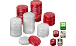 Backgammon kauliņu komplekts Philos M 28 mm, sarkani/balti