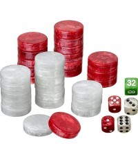 Philos galda spēles Backgammon kauliņu komplekts L 34 mm, sarkans/balts