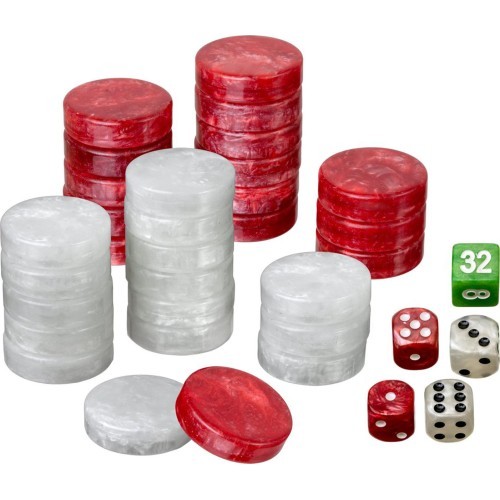 Philos galda spēles Backgammon kauliņu komplekts L 34 mm, sarkans/balts