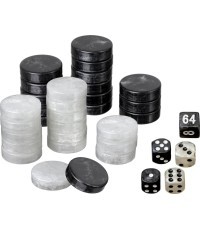 Philos Backgammon Playing Pieces Set M 28 mm b/w