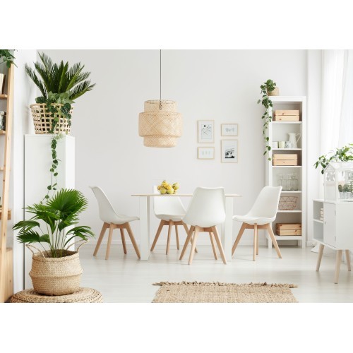 Zestaw 4 krzeseł do salonu jadalni z poduszką Białe ModernHome