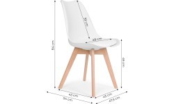 Zestaw 4 krzeseł do salonu jadalni z poduszką Białe ModernHome