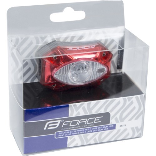 Aizmugurējais lukturis FORCE Red 1 Cree LED 60 lm, USB