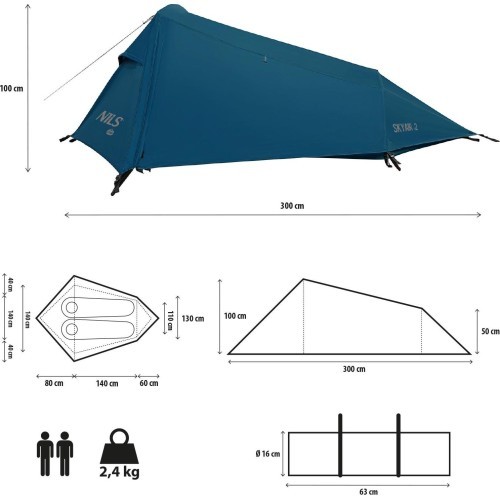 Īpaši viegla zila telts NC2502 SKYAIR 2 NILS CAMP